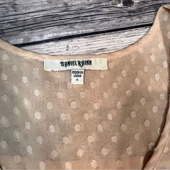 Daniel Rainn Sheer Dotted Short Sleeve Blouse, Peach color size small - Picture 4 of 6